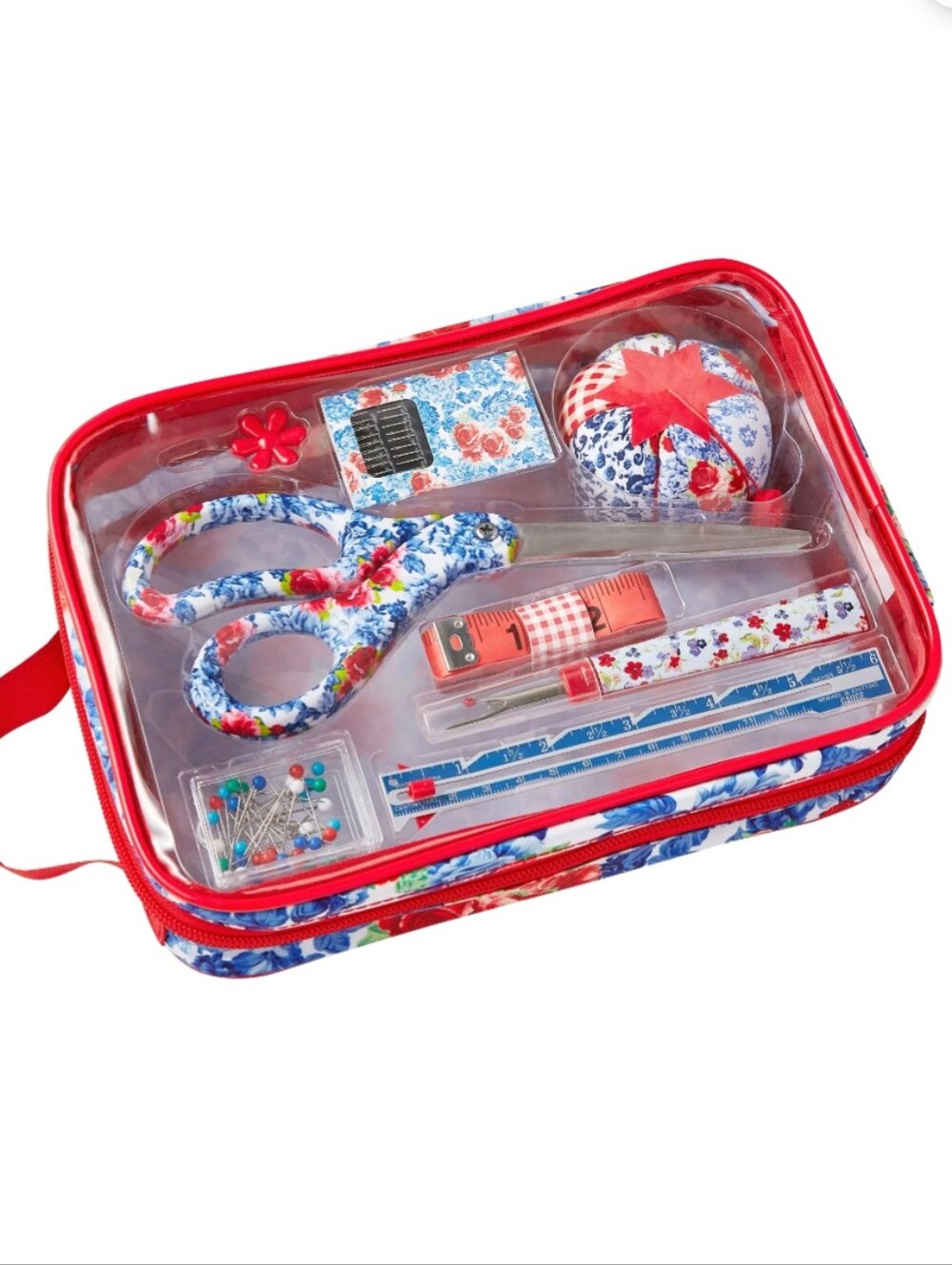 The Pioneer Woman Breezy Blossom Sewing Kit 9-pc Carrying Case NWT